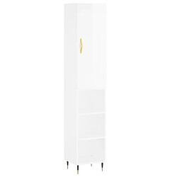 Maison Chic Buffet,Meuble de Rangement,commode pour salon,Cuisine Blanc brillant 34,5x34x180 cm Bois d'ingénierie -MN37923