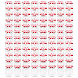 vidaXL Pots à confiture Couvercle blanc et rouge 96 pcs Verre 230 ml