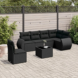 Maison Chic Ensemble Tables et chaises d'extérieur 7pcs avec coussins,Salon de jardin noir résine tressée -GKD974520