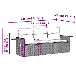 Avis vidaXL Salon de jardin 3 pcs avec coussins noir résine tressée