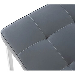 Acheter Decoshop26 Lot de 2 tabourets bas repose-pieds poufs forme carrée en PVC gris et acier inoxydable 10_0004467