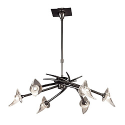 Avis Luminaire Center Suspension Flavia Convertible Semi Plafonnier télescopique rond 6 Ampoules G9, chrome noir