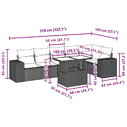 Avis vidaXL Salon de jardin avec coussins 7 pcs gris résine tressée