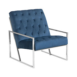 Beliani Fauteuil Velours Bleu foncé HARSTAD