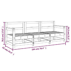 Acheter vidaXL Salon de jardin 3 pcs noir bois massif de pin