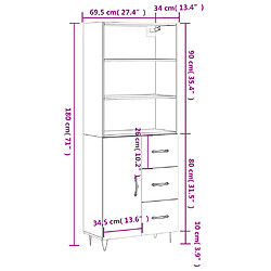 vidaXL Buffet haut Chêne sonoma 69,5x34x180 cm Bois d'ingénierie pas cher