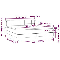 vidaXL Sommier à lattes de lit avec matelas Gris foncé 180x200cm Tissu pas cher