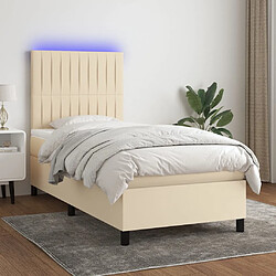 vidaXL Sommier à lattes de lit et matelas et LED Crème 100x200cm Tissu 