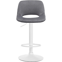 Decoshop26 Tabourets de bar chaises haute x2 avec repose-pieds en velours gris foncé piètement métallique blanc 10_0004091