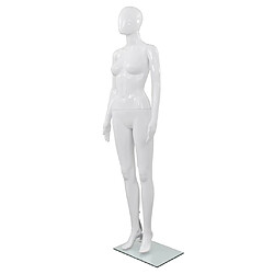 vidaXL Mannequin femme corps complet base verre Blanc brillant 175 cm