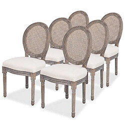 Decoshop26 Lot de 6 chaises de salle à manger cuisine design classique tissu crème CDS022368