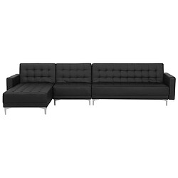 Beliani Canapé angle droit convertible cuir PU noir 5 places ABERDEEN 