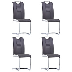 vidaXL Chaises à manger cantilever lot de 4 gris similicuir 