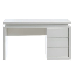 Vente-Unique Bureau EMERSON - 3 tiroirs - MDF laqué blanc - LEDs