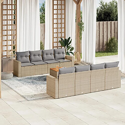 Maison Chic Salon de jardin avec coussins 9 pcs | Ensemble de Table et chaises | Mobilier d'Extérieur beige résine tressée -GKD48184