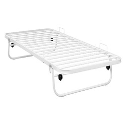 Avis Vente-Unique Lit sommier d'appoint pliant ADONIS - 90x190 cm - Métal - Blanc