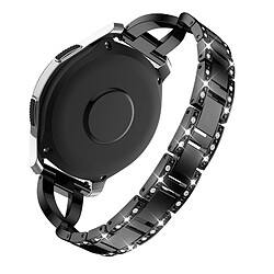 Wewoo Bracelet pour montre connectée en acier inoxydable serti de diamants forme de X de la Galaxy 46mm noir