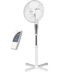 Ventilateur à pied pivotant, 42 cm, réglable en hauteur, minuterie de 7,5 heures, 50, Blanc, MPM, MWP-19