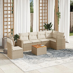 vidaXL Salon de jardin avec coussins 7 pcs beige résine tressée 