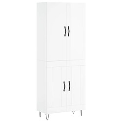 vidaXL Buffet haut Blanc brillant 69,5x34x180 cm Bois d'ingénierie