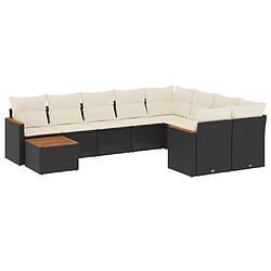 Maison Chic Salon de jardin 10 pcs avec coussins, Ensemble Tables et chaises d'extérieur noir résine tressée -GKD954241