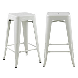 Rendez Vous Deco Tabouret de bar mi-hauteur Indus blanc mat 66cm (lot de 2) 