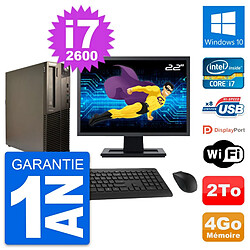 PC Lenovo M82 SFF Ecran 22" Intel i7-2600 RAM 4Go Disque Dur 2To Windows 10 Wifi · Occasion 