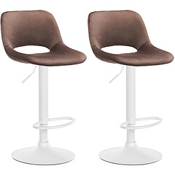 Non Lot de 2 tabourets de bar Camden velours blanc pas cher