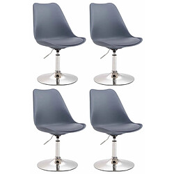 Decoshop26 Lot de 4 chaises de salle à manger pivontante hauteur réglable en plastique gris et pied trompette métal aspect chromé 10_0001821