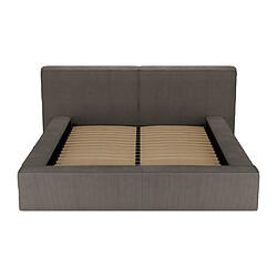 Lit coffre 140 x 190 cm - Velours côtelé - Taupe + Matelas - TIMANO de Pascal Morabito pas cher