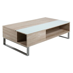 Mes Table basse plateau relevable 110x60x35-55 cm naturel et blanc - YOYCE