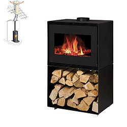 Interstoves Pack Poêle à bois MATTEO 10 bûches 50cm + Kit Conduit 150 - Noir 