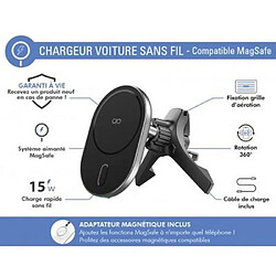 Force Power Chargeur voiture Grille aération Compatible MagSafe 15w Noir