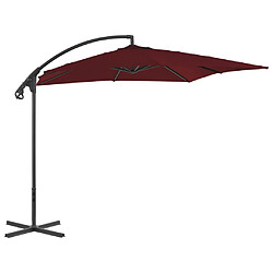 vidaXL Parasol de jardin en porte-à-faux mât en acier rouge bordeaux