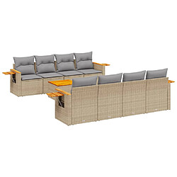 vidaXL Salon de jardin avec coussins 9 pcs beige résine tressée