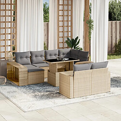 vidaXL Salon de jardin 11 pcs avec coussins beige résine tressée