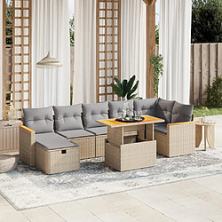 vidaXL Salon de jardin avec coussins 8 pcs beige résine tressée 