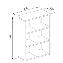 Mpc Etagère bibliothèque aspect béton 6 cases