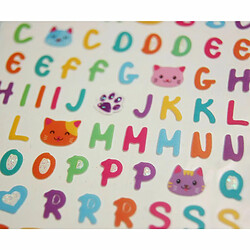 Youdoit 72 Autocollants - Alphabet & Chats - 1,8 cm