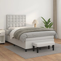 vidaXL Sommier à lattes de lit avec matelas Blanc 120x200cm Similicuir 