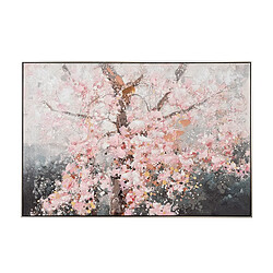 Pegane Tableau peinture à l'huile sur toile,peinte à la main avec cadre noir et argenté-Longueur 120 x Profondeur 3.5 x Hauteur 80 cm