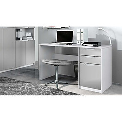 Mpc Bureau Avec 2 Tiroirs Et D’une Porte Blanc Mat Et Gris Clair Satiné Mat (129 X 76 X 60 Cm)