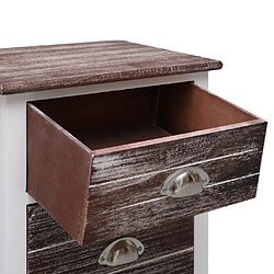 Maison Chic Table de chevet, Table de Nuit, Meuble de rangement Marron et blanc 38x28x45 cm Bois de Paulownia pas cher