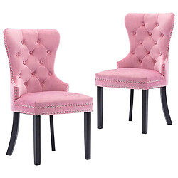 vidaXL Chaises à manger lot de 2 rose velours 