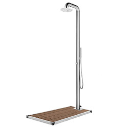 vidaXL Douche de jardin avec base marron 230 cm Acier inoxydable 