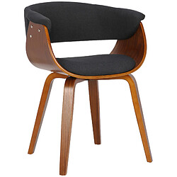 Decoshop26 Chaise de bureau salle à manger style scandinave avec revêtement en tissu noir cadre en bois couleur noyer 10_0002196 