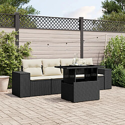 vidaXL Salon de jardin 5 pcs avec coussins noir résine tressée 