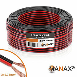 Manax SC22075RB-10 Câble pour haut-parleur double fil 10,0 M Rouge/Noir pas cher