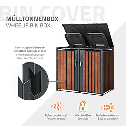 ML-Design Abri pour 2 poubelles 240 L conteneur à déchets acier corten 132 x 80 x 116,3 cm