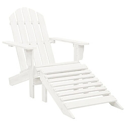 Maison Chic Chaise de jardin - Fauteuil d'extérieur avec pouf Bois Blanc -MN21891